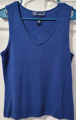 Camiseta sin mangas estilo Susan Graver azul marino cuello en V talla mediana Foto 1 de 4