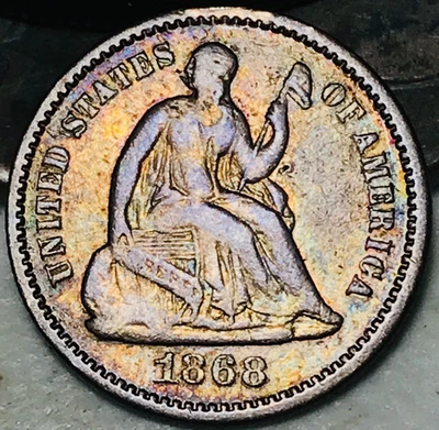 1868 Seated Liberty Half Dime H10C Ungraded Choice US Silver Coin CC26349 - Image 1 of 4