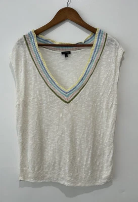 Talbots Womens Vest Large Linen Blend Beachy Vacation Resort Layering - Image 1 of 4