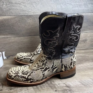 Bota Cowtown Para Hombres US 15 D Negra Piel de Serpiente Pitón Natural Cuero Punta Cuadrada Bota - Imagen 1 de 8
