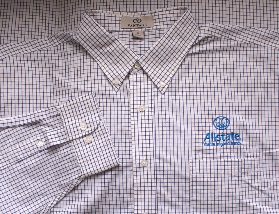 Allstate Insurance Employee Work Uniform Button Front Shirt, Mens XL - Image 1 of 2