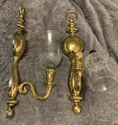 "De colección 1977 Syroco 4189 tono dorado 14,5"" aplique de pared portavelas con votivos, 2 piezas" Foto 1 de 4