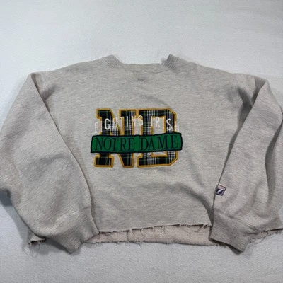 Logo 7 Sweatshirt Adult XL Gray Crop Notre Dame Fighting Irish Vintage Raw Hem - Image 1 of 4