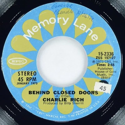 CHARLIE RICH Behind Closed Doors / I Take It On Home EPIC 15-2336 EX+ 45rpm 7" - Image 1 of 4
