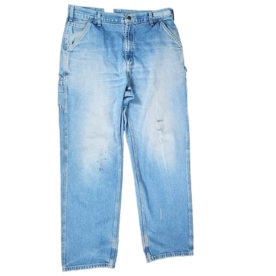 Pantalones de mezclilla Carhartt para hombre azules 36x33 (etiqueta 36x34) carpintero cargo calce peto Foto 1 de 4