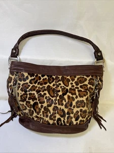 B Makowsky Leopard Leather Tote Bag Shoulder Bag Hand Bag - Picture 1 of 24