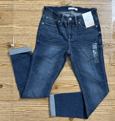 Calça jeans elástica feminina LC Lauren Conrad skinny tornozelo algemada lavagem escura tamanho 4 nova com etiquetas - Imagem 1 de 4