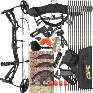 Compound Bow Carbon Arrow Set 0-70lb Adjustable Archery Bow Hunting Shoot 325FPS - Picture 1 of 17
