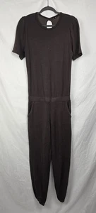 Monrow Women's Supersoft Puff Sleeve Comfy Jumpsuit Dark Brown sz M REVOLVE  - Picture 1 of 7