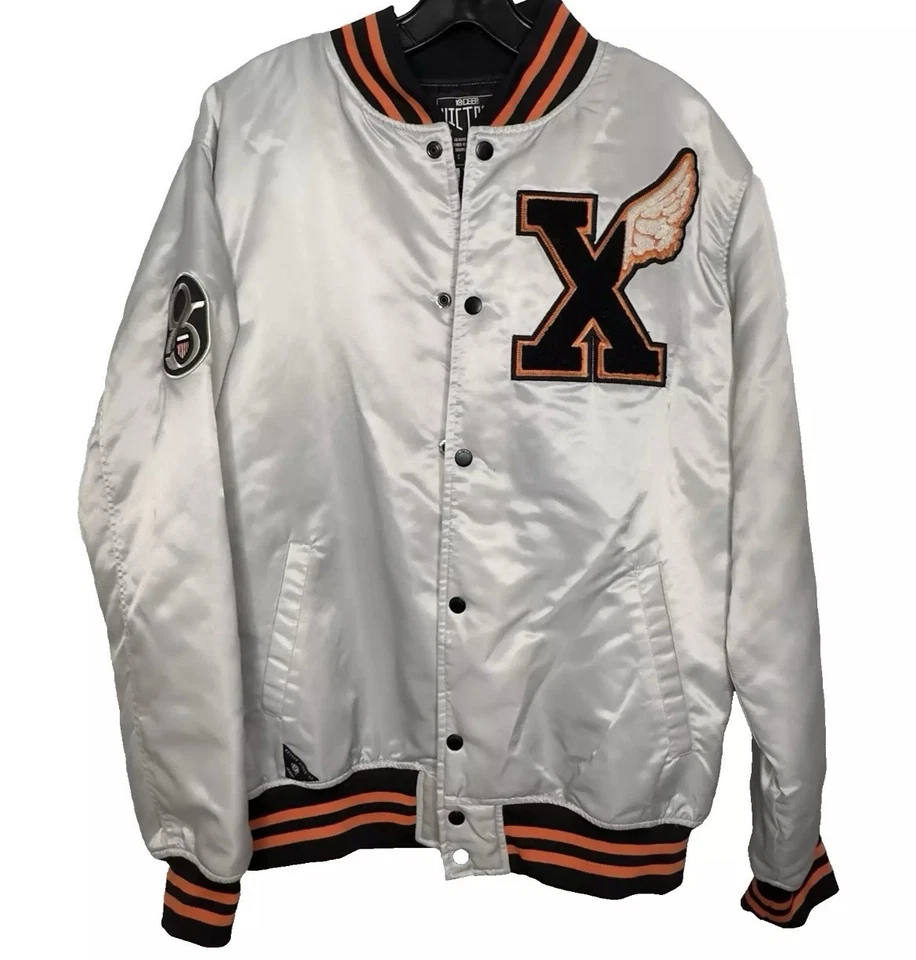 Chaqueta Bomber Universitaria Victory 10Deep Silver Negra Naranja Talla XL Foto 1 de 4