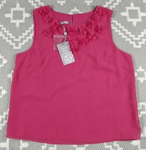 Emma Blake EWM BNWT Women's Pink Sleeveless Blouse Size 14 Ladies Lined Floral - Picture 1 of 13