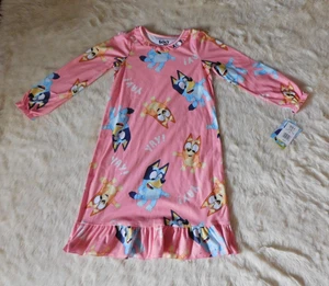 Bluey Girls Night Gown Size 8 Pajamas Pink Bluey & Bingo Sleep Wear Dogs PJs NWT - Picture 1 of 5