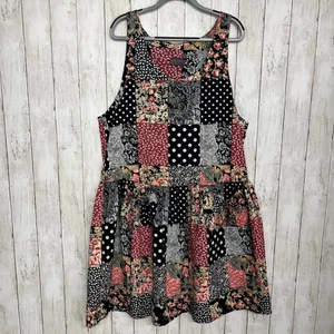 Abito al ginocchio vintage Tina Barrie patchwork boho damigella latte tasche oversize - Foto 1 di 6