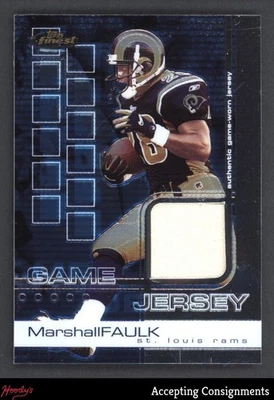 2002 Finest #70 Marshall Faulk GAME-USED JERSEY RAMS 903/999 - Image 1 of 2