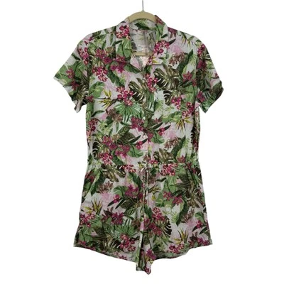 Nuevo con etiquetas Pantalones Cortos Tropicales Florales Victoria's Secret Lino Encubrimiento Mameluco Palma Talla S Foto 1 de 4