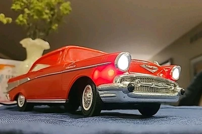  1957 Chevy Remote Control Red RC Car Lights Works By New Bright. 1986. Works!  - Image 1 of 4