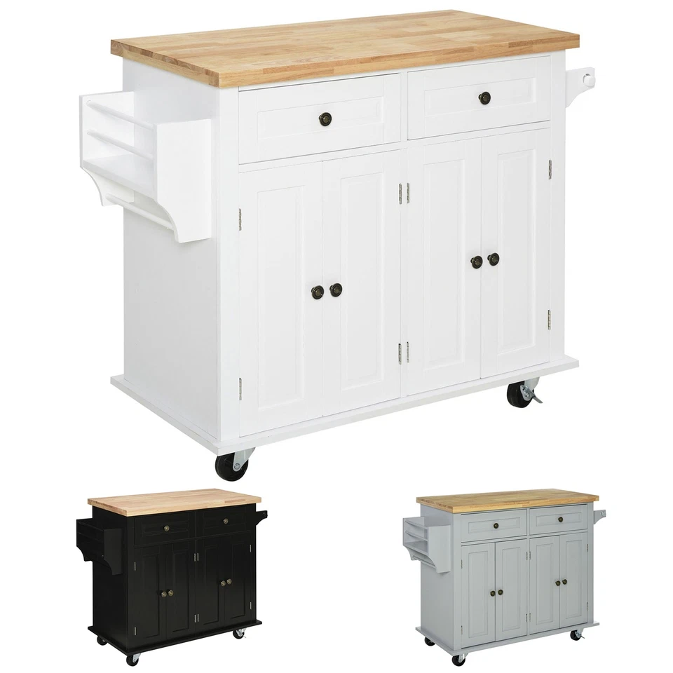 HOMCOM Carrello da Cucina con Cassetti Armadietti Portaspezie e 4 Ruote in Legno - Immagine 1 di 1