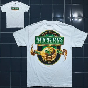 Vintage Y2K Mickey's Fine Malt Liquor Wide Mouth Beer T-shirt White Medium AAA B - Picture 1 of 8