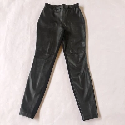 H Halston Faux Leather Pants Black Trendy Skinny Size 0 Womens Waist 25 inch - Image 1 of 4