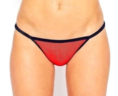 Claudette Fishnet Tanga Gia Rojo Chaquetón Bikini Panty Lencería Ropa Interior Íntima Foto 1 de 3