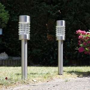 LED Solar Post Lights Torino Pack of 2 Pathway Luxform Lighting Energy Efficient - Picture 1 of 5