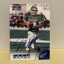 1996 Pro Line Classic Football Card Autographed Tony Banks - Michigan State