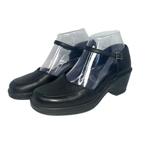 Sandalias de cuña Dansko correa al tobillo tacones gancho y lazo cuero negro para mujer 6,5-7 - Imagen 1 de 9