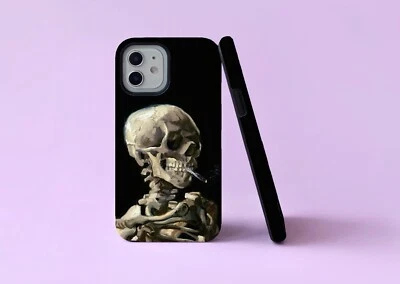 Skeleton Burning Cigarette Van Gogh Tough Phone Case/Cover For iPhone Samsung - Image 1 of 4
