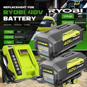 2Pack 8.0Ah Replace for Ryobi 40V Lithium OP40602 Battery With LED / Charger - Picture 1 of 20