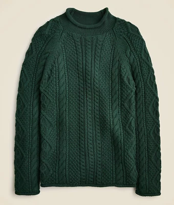 NWT J Crew Cable-Knit Rollneck Sweater in Green - Image 1 of 4