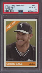 2015 Topps Heritage 447 Chris Sale Portrait PSA 10 Gem Mint Pop 3 - Picture 1 of 1