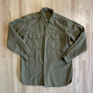 Vintage WWII Wolle Militär oliv geknöpfte Schulterklappen Medium Large - Bild 1 von 7