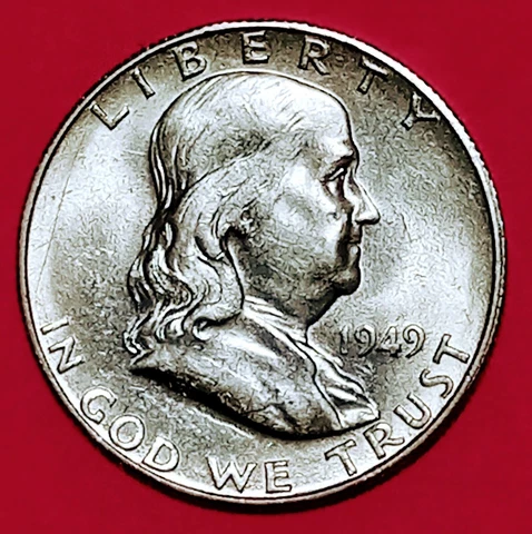 1949-S Franklin Half Dollar, Silver ~ Choice AU/BU Cover