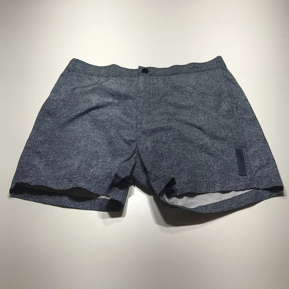 Bañador Michael Kors para hombre talla mediana azul blanco forrado con puntos pantalones cortos de secado rápido Foto 1 de 4