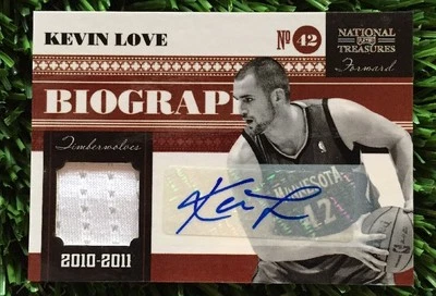 2010-11 PLAYOFF NATIONAL TREASURES BIOGRAPHY KEVIN LOVE PATCH/AUTO #D/25 - Image 1 of 4