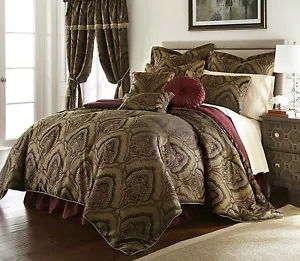 Deluxe Nuovo 9 pz Set Piumoni Oversize Paisley Oro/Maroone Cal King Queen - Foto 1 di 9
