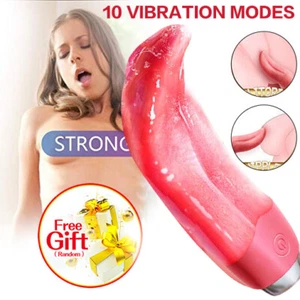 Realistic-Tongue-Licking-Vibrator-Clitoris-G Spot-Stimulator Oral-Women Sex-Toy - Picture 1 of 14