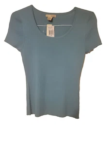 Neu mit Etikett Medium EVIE Oceanbay blauer gerippter Strickpullover Stretch Oberteil - Bild 1 von 5