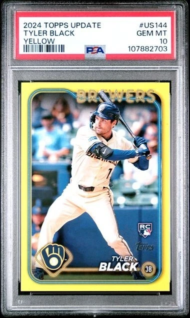 2024 Topps Update Yellow #US144 Tyler Black Milwaukee Brewers RC PSA 10 POP 1 - Image 1 of 2