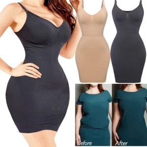Firm Full body Shaper V Neck Tank Slip Dress  Slimming Underwear Tummy Control - Picture 1 of 29