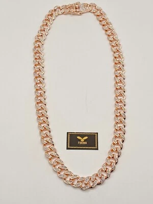 Collana in ottone placcato in oro rosè groumette e cubic zirconia anallerg. - Immagine 1 di 2