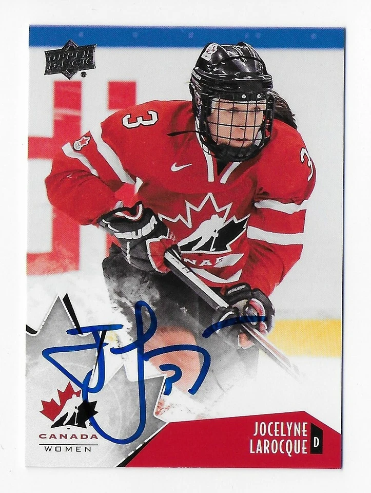 2015 UD CANADA JOCELYNE LAROCQUE AUTOGRAPHED SIGNED HOCKEY CARD GOLD MEDAL - Image 1 of 1