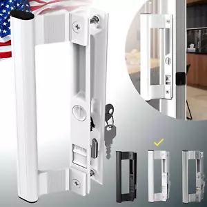 Sliding Glass Door Handle Set with Lock – Aluminum Handle, Fits 6-5/8 In. Hole S - Picture 1 of 8