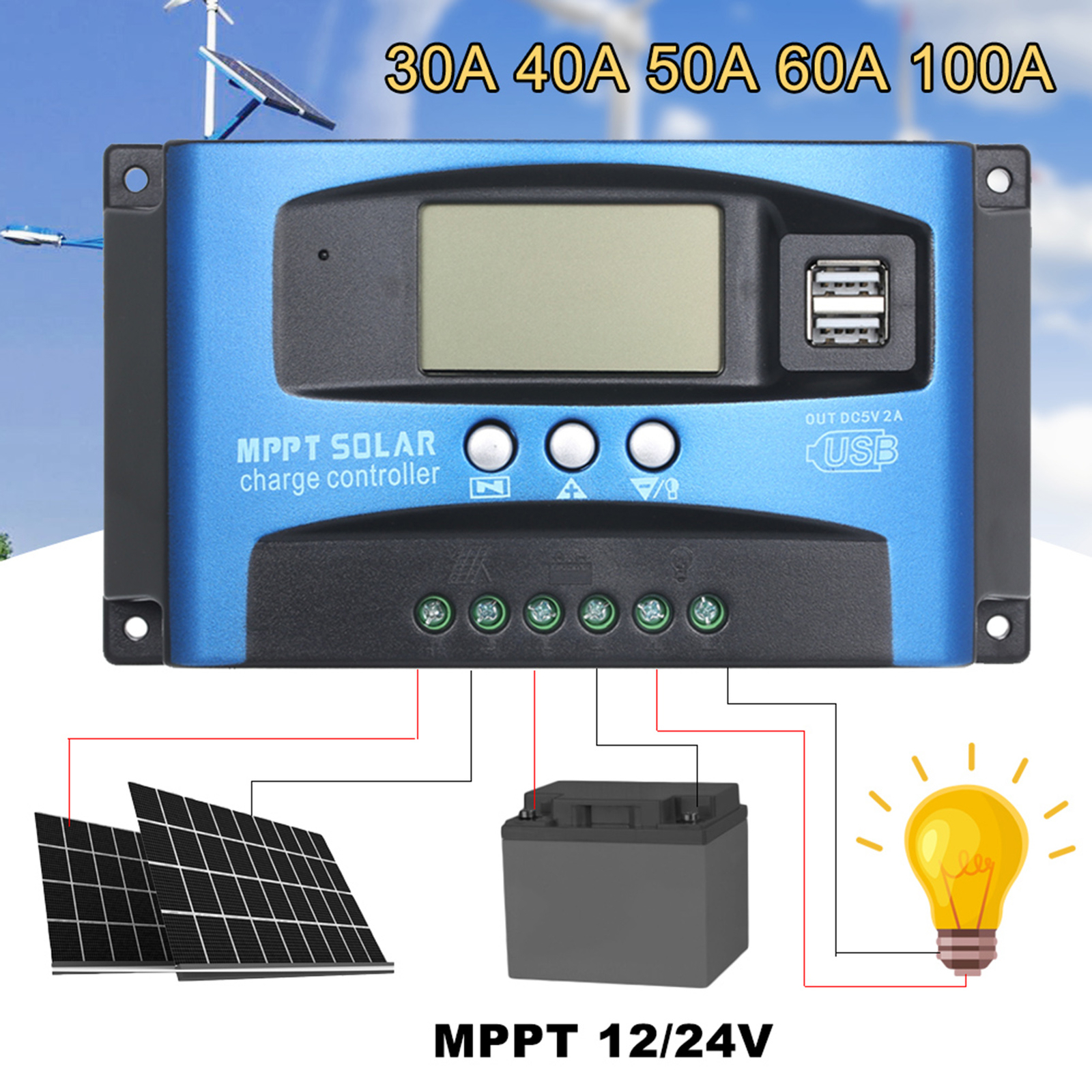 60a 100a Mppt Auto Solar Charge Controller Regulator Dual Usb Lcd Display E8w2 Ebay