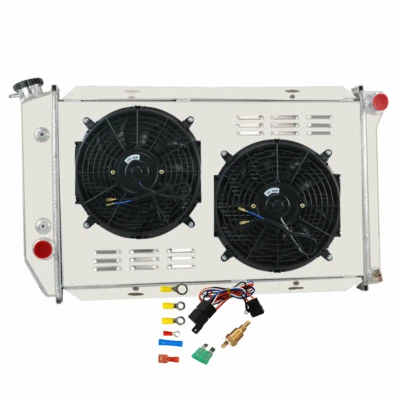 4-Row Radiator Shroud+Fan Fit 1972-1979 Ford LTD II Ranchero Lincoln Mark V V8 - Image 1 of 4