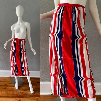 Falda midi de algodón envolvente larga MOD patriótica roja vintage años 60 70 XS/S Foto 1 de 4
