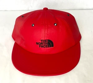 New Supreme X The North Face Red Leather 6 Panel Strap Back Hat FW18 Week 9 - Picture 1 of 7