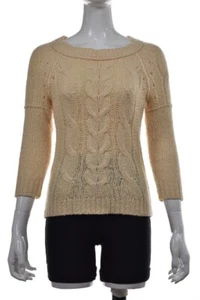 Ann Taylor LOFT Mujer Suéter Talla XS Beige Liso Barco Cuello 3/4 Mangas Algodón - Imagen 1 de 5