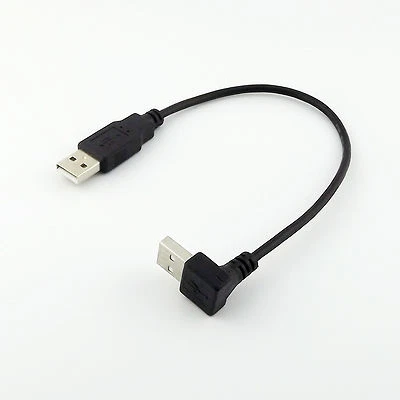 1x USB 2.0 Type A Male UP Angled to USB A Male Data Extension Adapter Cable 25cm - Image 1 of 4