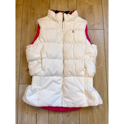 Ralph Lauren Niñas XL o Mujer’s XS Reversible Preppy Chaleco Puffer Rosa Blanco  Foto 1 de 4
